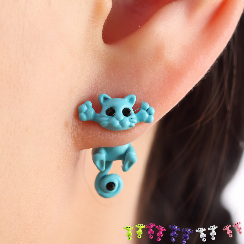Multiple Colors Cute Cat Stud Earrings Multiple Colors Cute Cat Stud Earrings